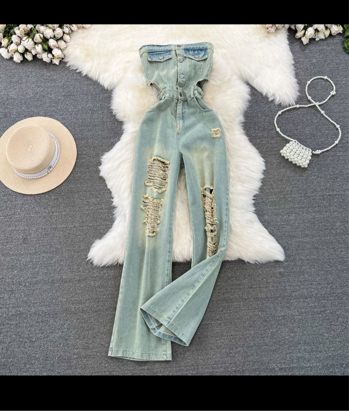 Retro Tube Denim One-Piece
