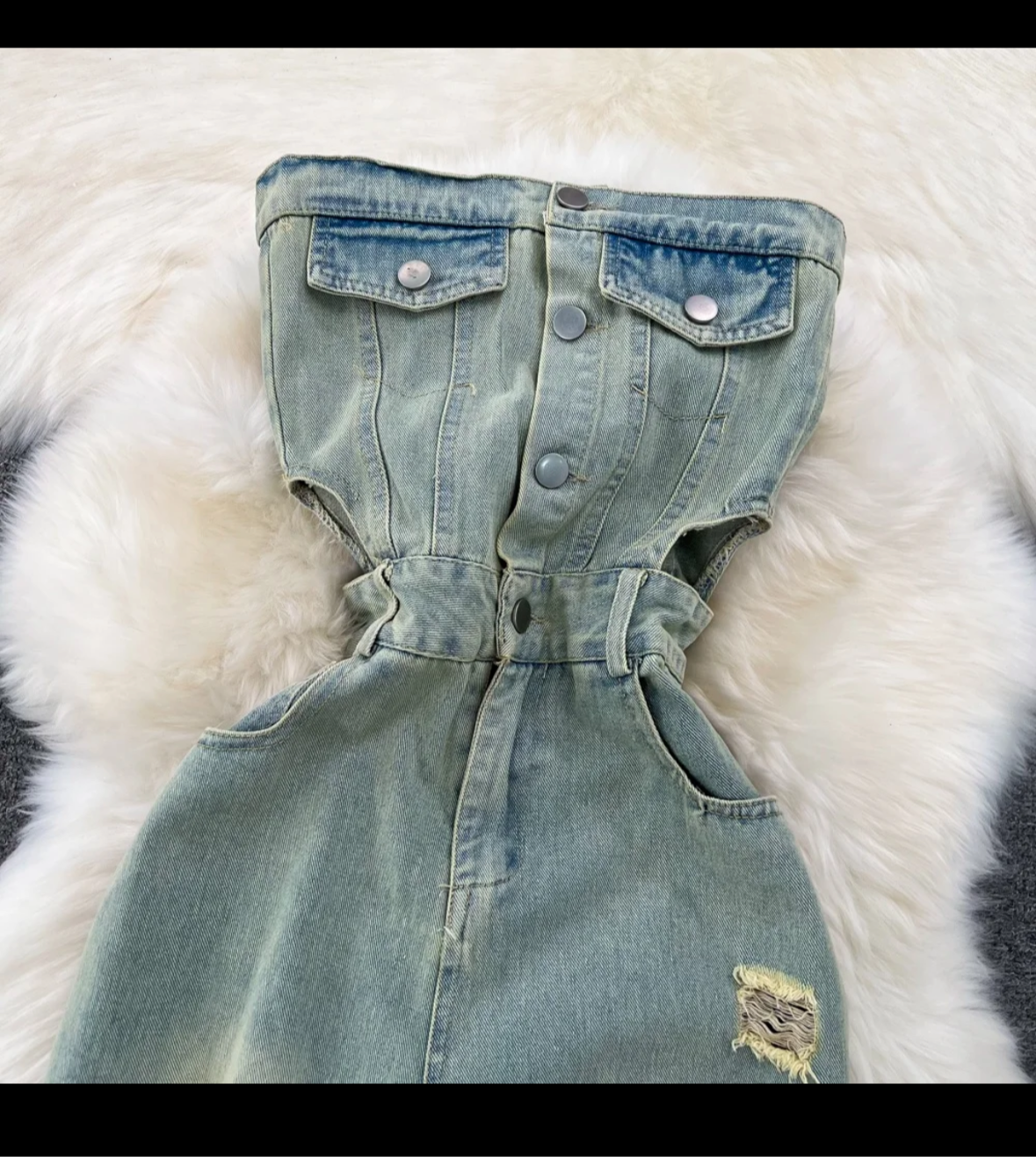 Retro Tube Denim One-Piece